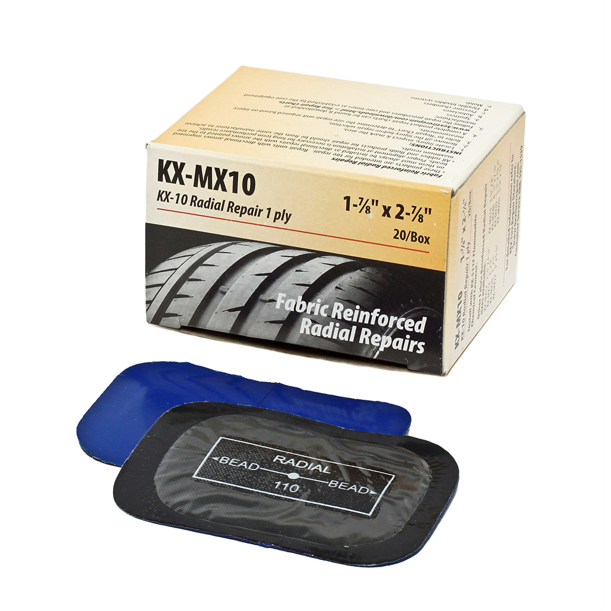 KEX Tire Repair Radial Repair Patch — 1-7/8in. x 2-7/8in., 20 Count, Model# KEXKX-MX10